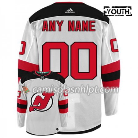 Camisola New Jersey Devils Personalizado Adidas Branco Authentic - Criança